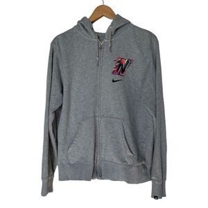 Vintage Nike Hoodie Sweatshirt Unisex Large Full Zip Logo Gray‎ Athletic Dept